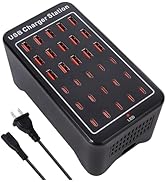 150W(30A) USB Charging Station, 30-Port USB C Charger Block, Multiple Desktop/Wall Fast Charger w...