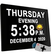 MASSII 8 Inch Large Dementia Clock 19 Alarms with Auto DST, 20 Custom Reminders,10 Levels Auto Di...