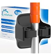 reliahom 10 Pack Broom Holder Wall Mount Mop Grippers No Drilling Self Adhesive Anti-Slip Mop Han...