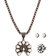 TOPACC Navajo Pearl Necklace Western Jewelry Set for Women Turquoise Necklace with Earrings Ring ...