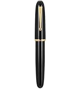 Jinhao 9019 Fountain Pen Dadao Series Black Acrylic Gold Trim #8 Medium Nib with Large Converter ...