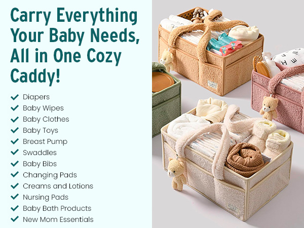 SPN-SELR PeraBella Baby Diaper Caddy Organizer for Changing Table, Baby Storage Basket for Diapers