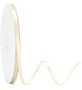 KINGLAKE Ivory Satin Ribbon - 1/4 Inch x 100 Yards Thin Cream Ribbon for Gift Wrapping Beige Ribb...
