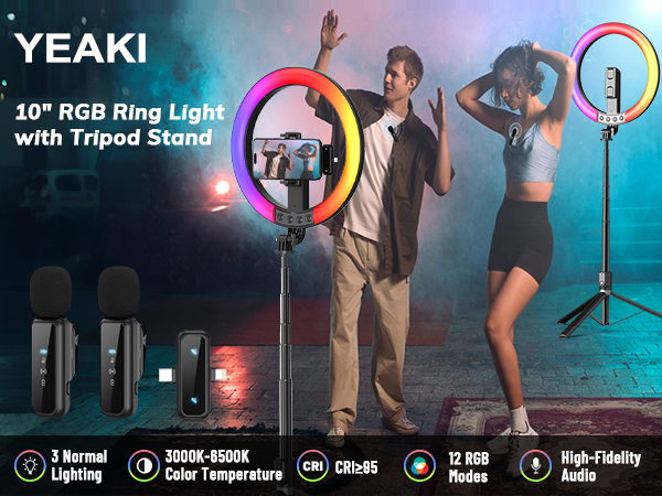 Vlogging Kit for iPhone, Selfie Ring Light with Stand Tripod for iPhone