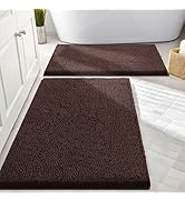 Smiry Bathroom Rugs Sets 2 Piece, Soft Absorbent Chenille Machine Washable Non Slip Shaggy Bath R...