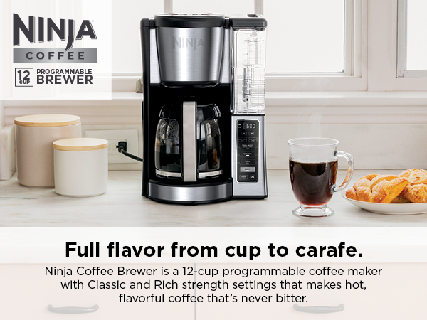 Full flavor from small batch to carafe Ninja Coffee Brewer is a 12-cup coffee maker Classic and Rich