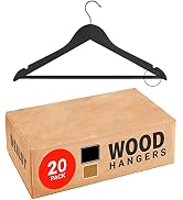 Black Wooden Hangers Heavy Duty Suit Hangers with 360° Swivel Hook Wood Hangers Fancy Hangers Clo...