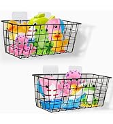 LCMWHOP Hanging Bath Toy Storage Basket - 2 Pack Metal Bath Toy Holder with Hooks - Bathtub Toy S...