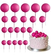 ASTARON 20 Pcs Ball Cake Topper Decorations Mini Balloons Cake Topper Sticks Hot Pink Balls Cake ...