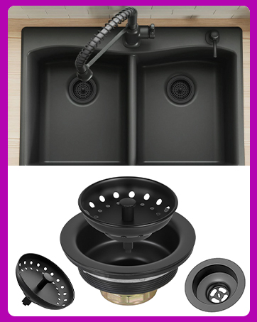 Black kitchen sink drain