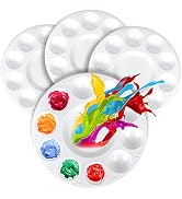 White Round Paint Tray Palettes, FANDAMEI Plastic Paint Tray Palette, Paint Palettes Paint Pallet...