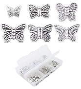 BEADNOVA 60pcs Tibetan Silver Butterfly Spacer Charm Beads for Jewelry Making Findings Assorted 6...