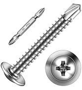 Mywish 150pcs #10×1-1/2" Self Tapping Screws for Sheet Metal 410 Stainless Steel Truss Head Self-...