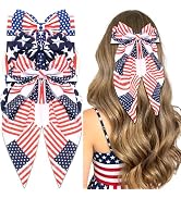 STGDAK 4th of July Hair Bow American Flag Bows for Women Big Patriotic Bow for Hair Bowknot Cute ...