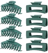 Green Hair Clips for Women - 8 Pack 4.3 Inch Large Matte Banana Claw Clips for Women Thin Thick C...