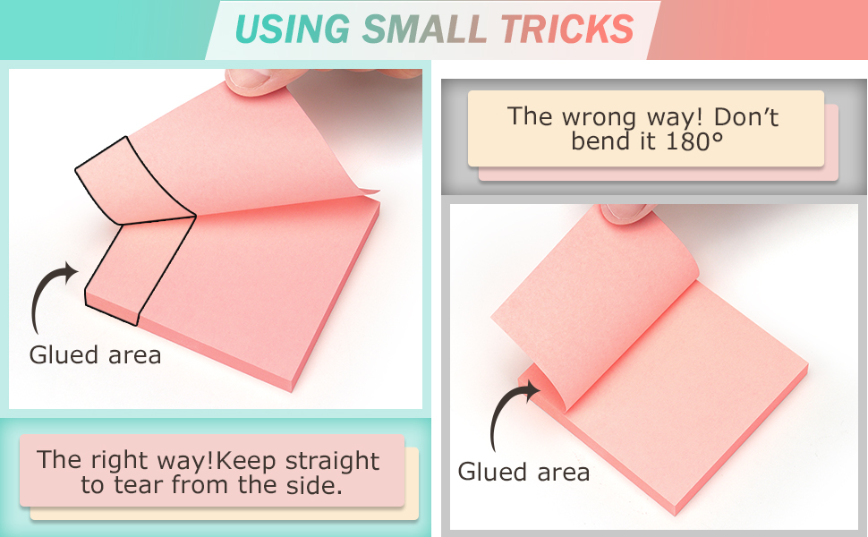 Usage instructions for sticky notes
