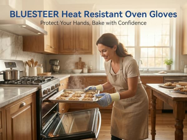 BLUESTEER Heat Resistant Gloves – Bake Confidently, Hands Protected