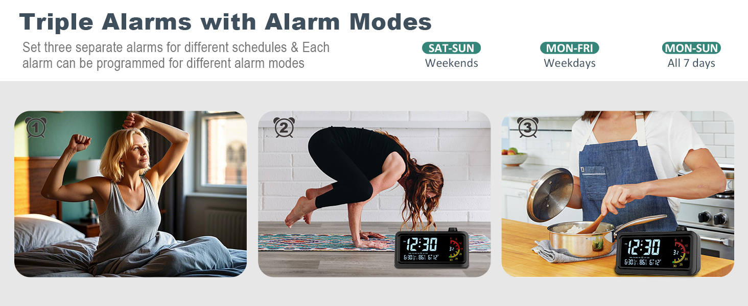 Rechargeable Digital Alarm Clock with 60-Minute Timer