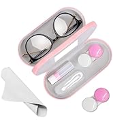 YKuzLx Contact Lens Case and Glasses Case,2 in 1 Portable Contact Case with Mirror Tweezers Remov...