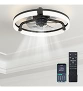 OLIXIS Ceiling Fans with Lights and Remote, 19.7 Inch Ceiling Fan, 3000K-6500K Dimmable LED Low P...