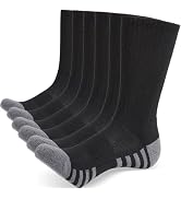 GRAPMKTG 6 Pack Cotton Crew Athletic Socks Men Women Cushioned Boot Work Socks Moisture Wicking H...
