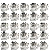 Thintinick 25-Pack 2oz Empty Heart Shaped Mini Metal Tins with Clear View Window Lids for Candle ...