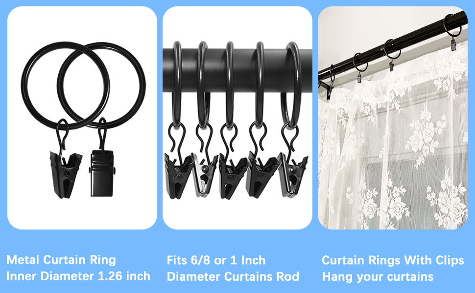 Metal Curtain Rings With Clips hold curtains rod baby clothes pants hats accessories fabric