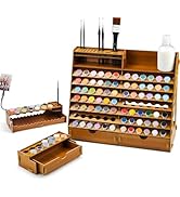 Bougimal Wooden Organizer Rack for Paint by Numbers Kits, Including Storage for 108 Pots & 32 Bru...