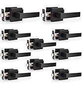 Probrico Matte Black Passage Door Levers Square Hall Closet Handles, Heavy Duty Interior Non-Lock...