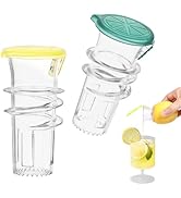 AUAUY Manual Lemon Squeezer, 2PCS Plastic Lime Juicer Squeezer with Lid, Handheld Portable Orange...