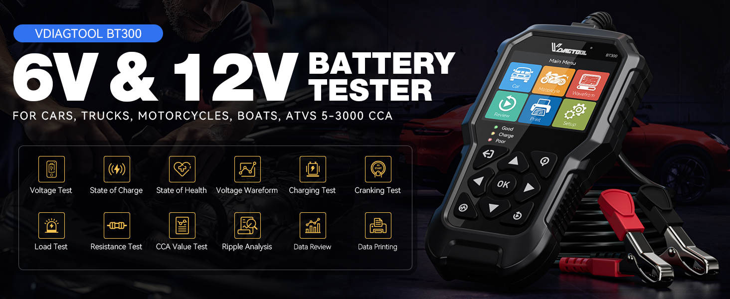 BT300 6V 12V BATTERY TESTER