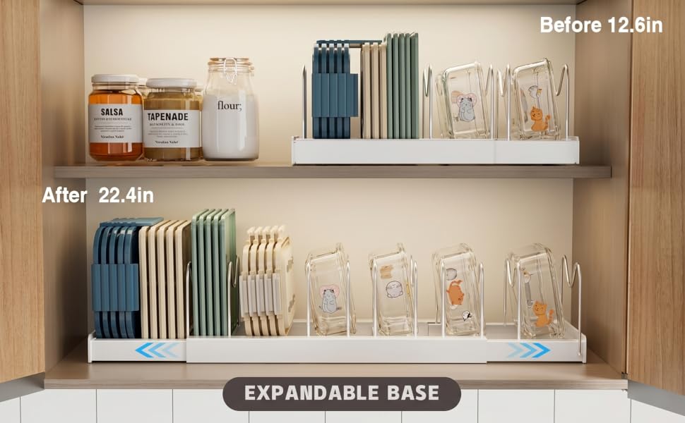 expandable lid holders inside cabinet
