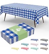 misaya 4 Packs Buffalo Disposable Table Cloth, 54 x 108 Inch Waterproof Plastic Tablecloth, Recta...