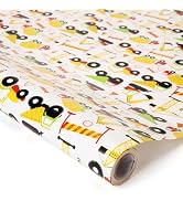 wishinside Kids Wrapping Paper Roll, 17 Inches X 32.8 Feet, Mini Roll, Vehicle-themed Design Wrap...