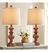 PARTPHONER Farmhouse Table Lamp Set of 2, Rustic Table Lamps for Living Room Bedroom, 22" Mid Cen...