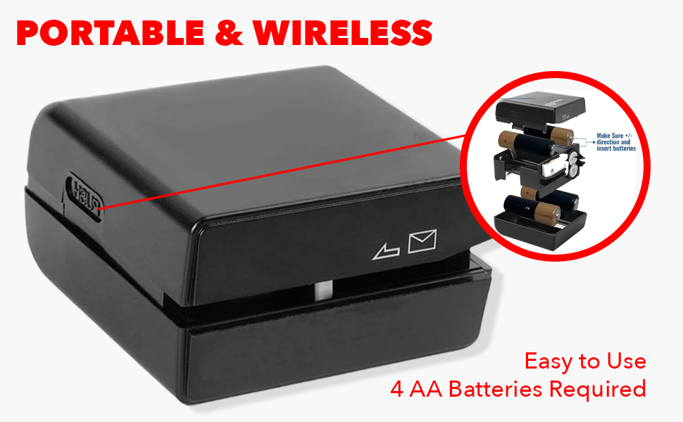 2 seconds to open letters using battery powered cordless letter openers in black