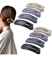 Cptots 8 Pcs Large Lay Flat Claw Clips for Women French Side Slide Barrettes for Thin Fine Hair R...