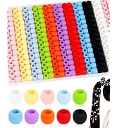 300PCS FIVEIZERO Silicone Hair Beads, 8 * 10mm Soft Rubber Beads with 5mm Large Hole for Hair Bra...