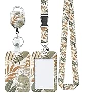 Uniclife Floral Sliding Badge Holder Monstera Leaves Plastic Case with Retractable Badge Reel Car...