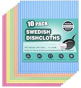 METUUTER 10 Packs Swedish Dishcloths for Kitchen, Reusable Kitchen Dishcloths Compostable Cellulo...