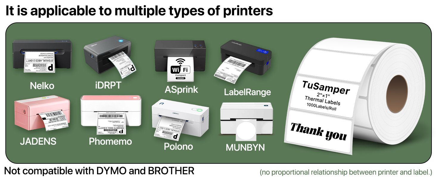 Compatible with Most Thermal Label Printers
