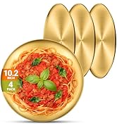 Offiper Metal Dinner Plate, 4 Pack 10.2 inch Large 201 Stainless Steel Plates, Reusable Lunch Sal...