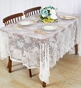 ShinyBeauty Lace Tablecloth Rectangular 60x120-Inch White Lace Overlays Rustic Table Cloth Runner...