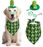 Haakong 3 Pcs St Patrick's Day Pet Costume Set Cat Bandna Hat and Sunglasses for Small Medium Dog...