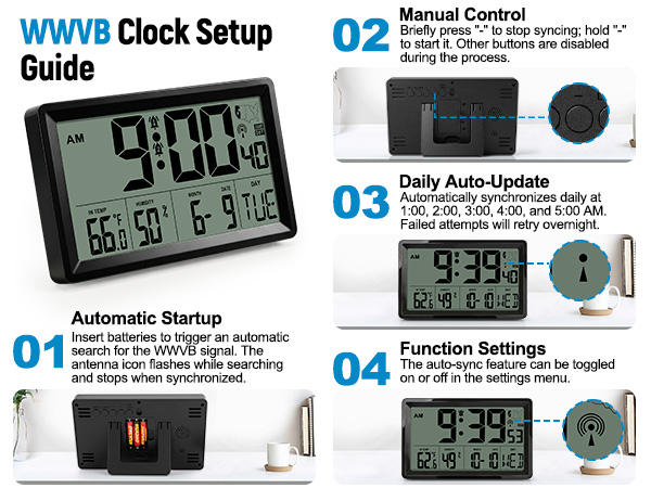 Atomic Clock with Outdoor and Indoor Temperature