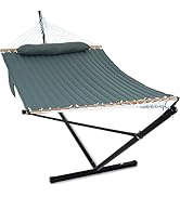 GAFETE 2 Person Hammock with Stand for Outside, Heavy Duty Steel Stand, Double 55inch Hammocks, L...