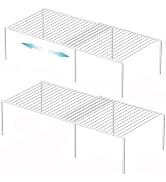 iPEGTOP Set of 2 Expandable Kitchen Cupboard Organiser, 4-Piece Adjustable Freezer Cabinet Storag...