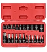 MIXPOWER 25 Piece Torx Bit Socket and Female External Socket Set, 13 Star Socket Bits (T8- T60)& ...