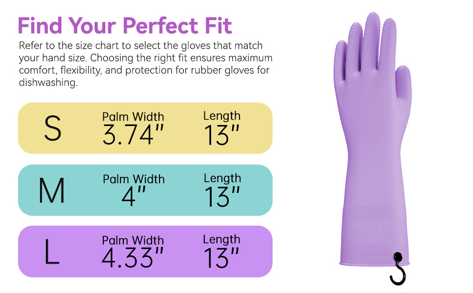 4 Pairs Kitchen Gloves with Handing Hooks Washing Dishes Household Glove