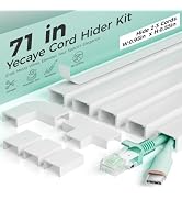 Yecaye 71in Cord Hider, Cord Covers for Wires on Wall, W0.95in H0.55in | Medium Cable Concealer K...